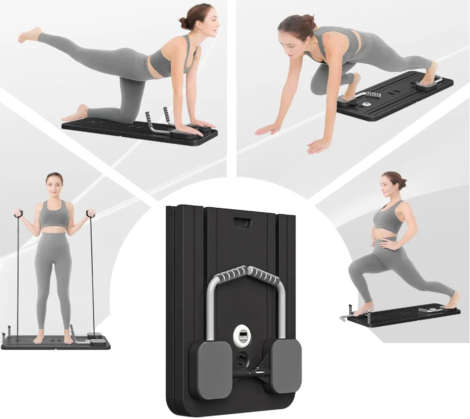 Pilates Board Pilates Reformer Set Multi-Purpose Foldable Pilates 5 in 1 Pilates Sliding Board Black
