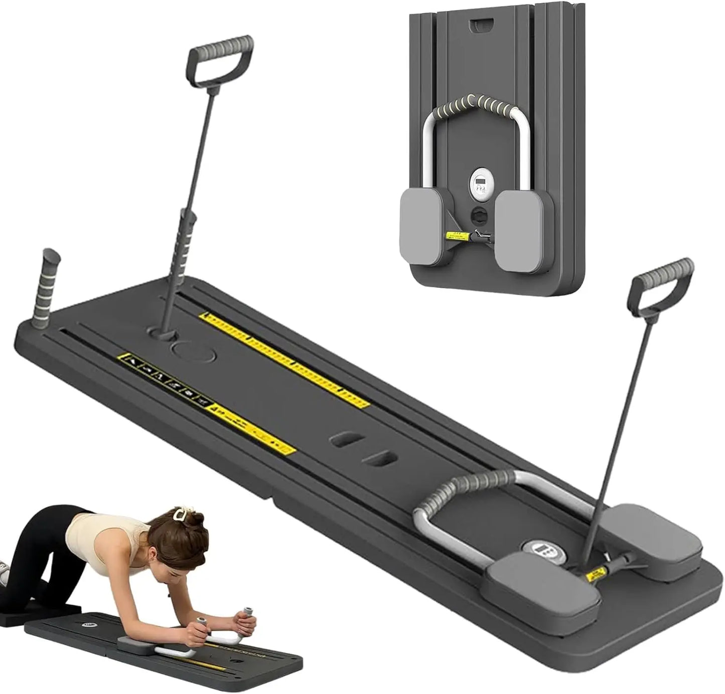 Pilates Board Pilates Reformer Set Multi-Purpose Foldable Pilates 5 in 1 Pilates Sliding Board Black