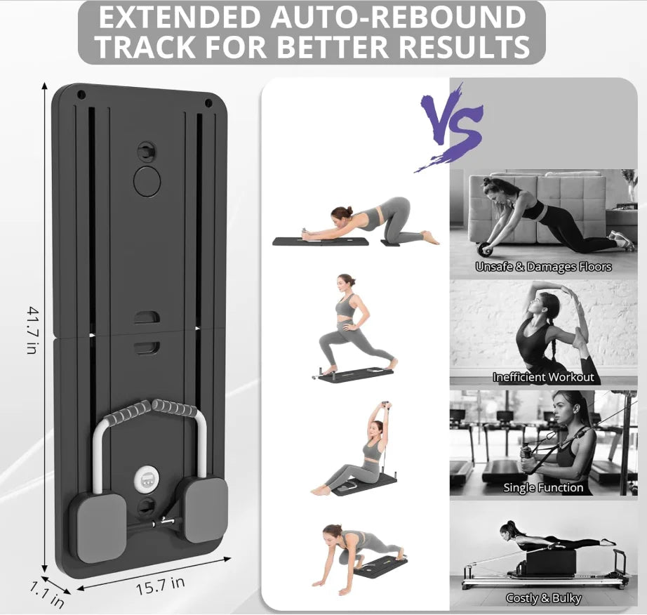 Pilates Board Pilates Reformer Set Multi-Purpose Foldable Pilates 5 in 1 Pilates Sliding Board Black