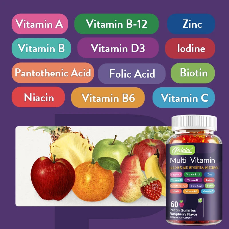 Multivitamin Gummies - with Vitamins and Minerals - Enhances Energy Levels, Immune Support, Antioxidant - 60 Gummies