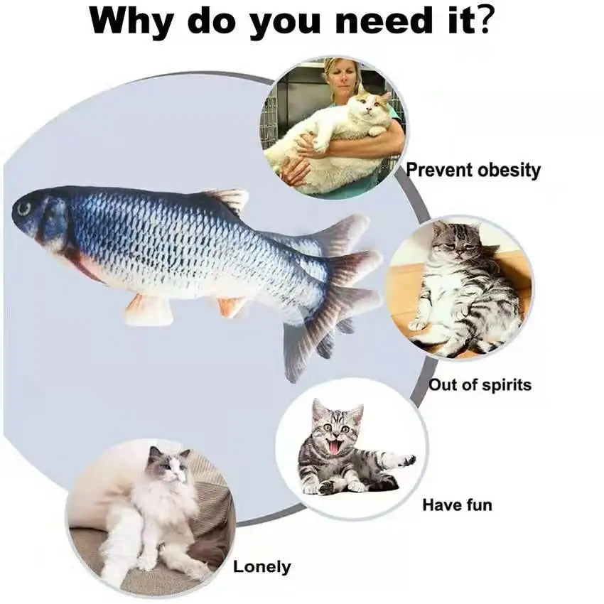 Cat USB Charger Interactive Electric Floppy Fish Toy Realistic Chew Bite Toy for Cats and Dogs