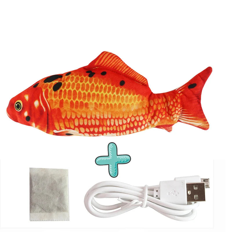 Cat USB Charger Interactive Electric Floppy Fish Toy Realistic Chew Bite Toy for Cats and Dogs