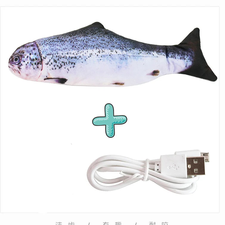 Cat USB Charger Interactive Electric Floppy Fish Toy Realistic Chew Bite Toy for Cats and Dogs