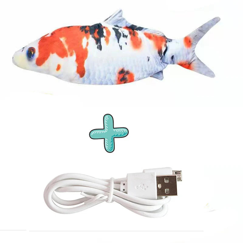 Cat USB Charger Interactive Electric Floppy Fish Toy Realistic Chew Bite Toy for Cats and Dogs