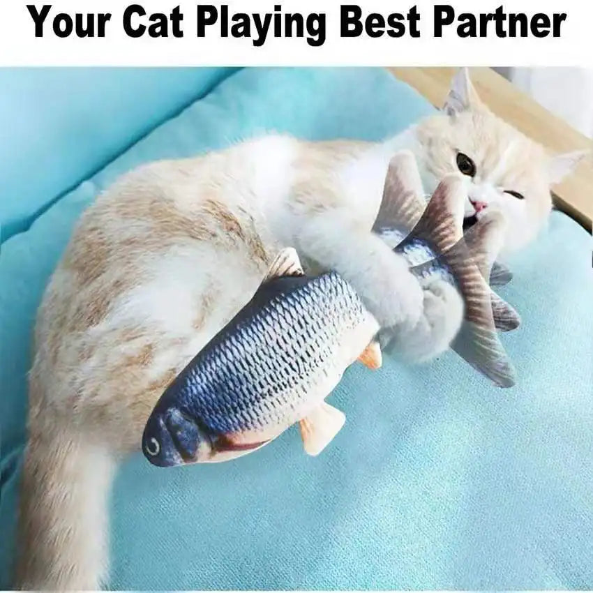 Cat USB Charger Interactive Electric Floppy Fish Toy Realistic Chew Bite Toy for Cats and Dogs