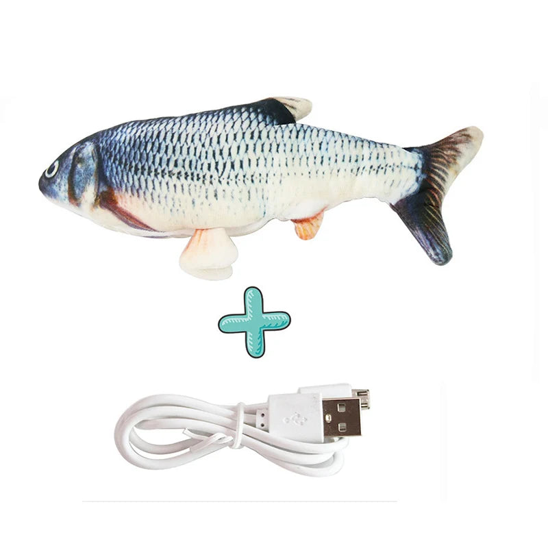 Cat USB Charger Interactive Electric Floppy Fish Toy Realistic Chew Bite Toy for Cats and Dogs