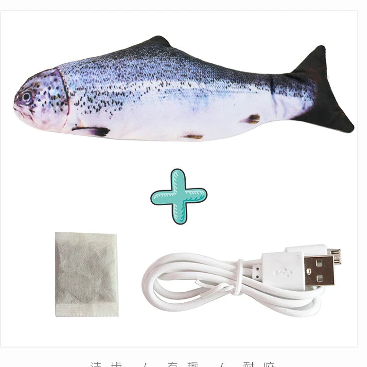 Cat USB Charger Interactive Electric Floppy Fish Toy Realistic Chew Bite Toy for Cats and Dogs