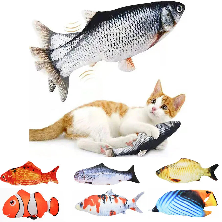 Cat USB Charger Interactive Electric Floppy Fish Toy Realistic Chew Bite Toy for Cats and Dogs