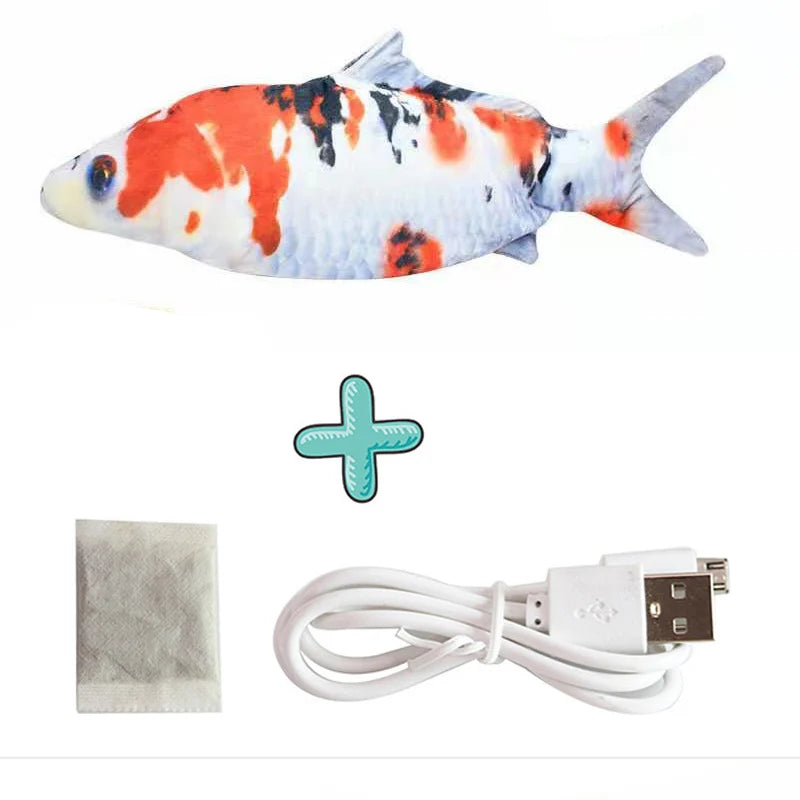 Cat USB Charger Interactive Electric Floppy Fish Toy Realistic Chew Bite Toy for Cats and Dogs
