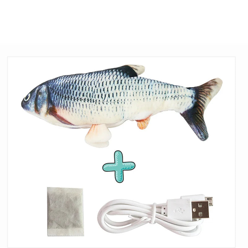 Cat USB Charger Interactive Electric Floppy Fish Toy Realistic Chew Bite Toy for Cats and Dogs