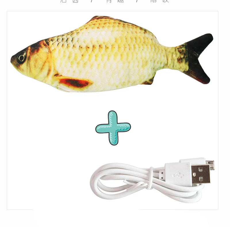 Cat USB Charger Interactive Electric Floppy Fish Toy Realistic Chew Bite Toy for Cats and Dogs