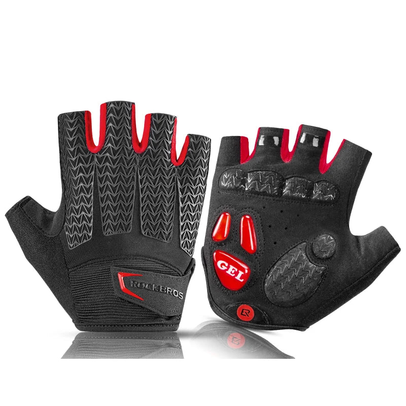 Rockbros Half Finger Cycling Gloves for Men and Women with Anti Slip Gel Pad Breathable Design for Motorcycle MTB and Road Biking