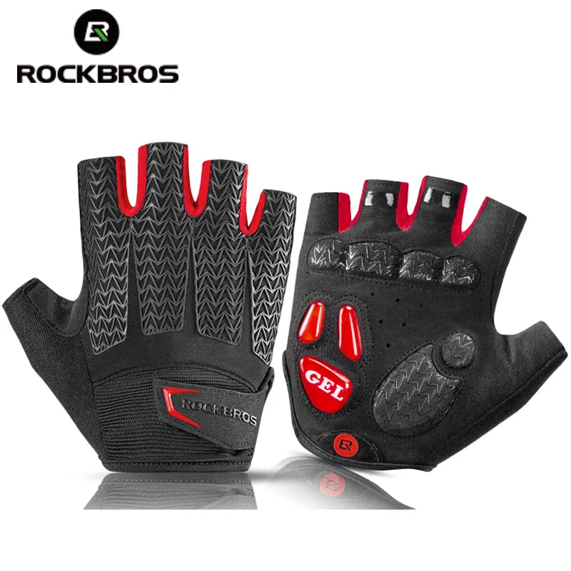 Rockbros Half Finger Cycling Gloves for Men and Women with Anti Slip Gel Pad Breathable Design for Motorcycle MTB and Road Biking