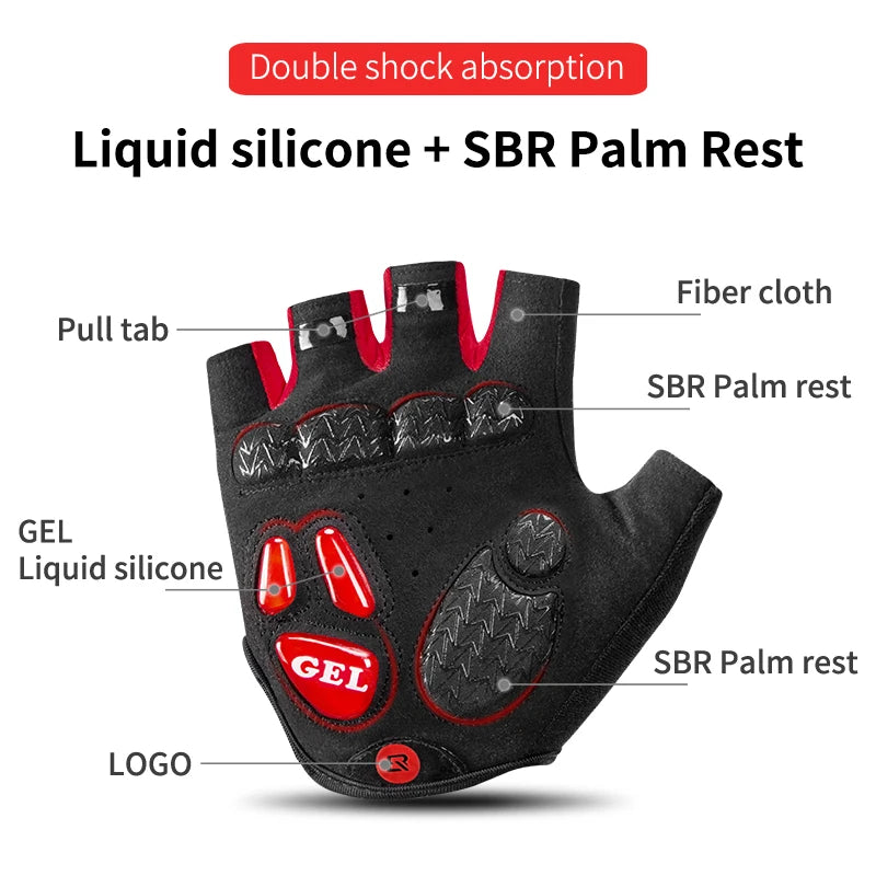 Rockbros Half Finger Cycling Gloves for Men and Women with Anti Slip Gel Pad Breathable Design for Motorcycle MTB and Road Biking