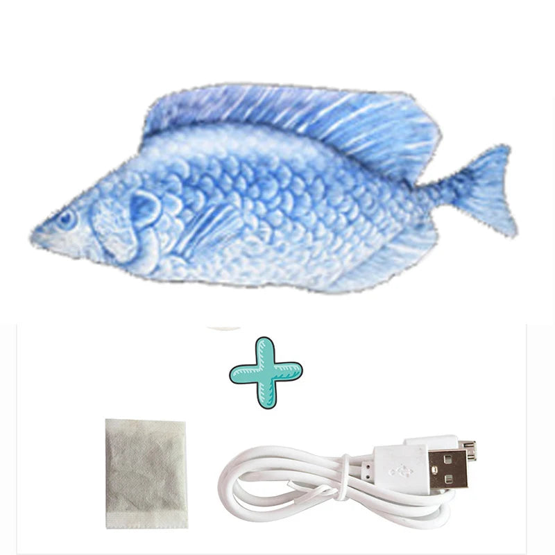 Cat USB Charger Interactive Electric Floppy Fish Toy Realistic Chew Bite Toy for Cats and Dogs