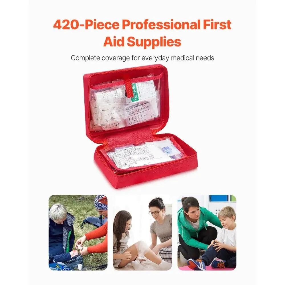 Complete 420 Pieces Emergency Survival First Aid Kit Essential Supplies for Home and Car