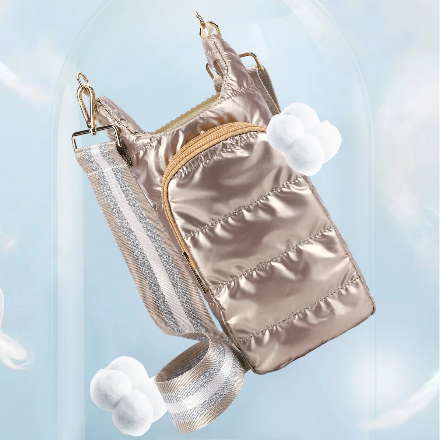 Water Bottle Holder Adjustable Wide Strap Water Bottle Puffer Tote Portable Water Bottle Pouch Soft for Outdoor Travel