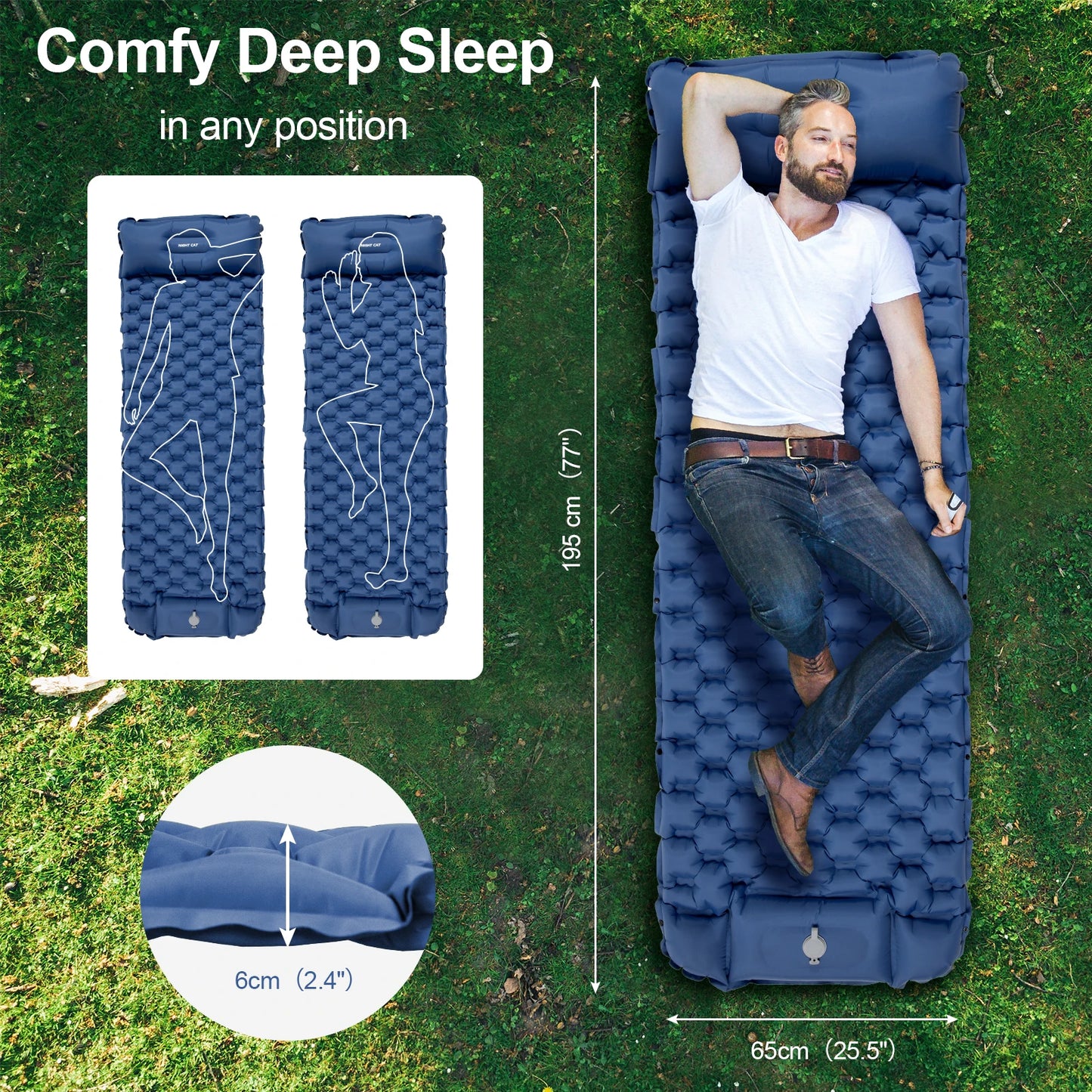 Waterproof Ultralight Air Mattress with Pillow Insulated Outdoor Inflatable Sleeping Pad Lightweight TPU