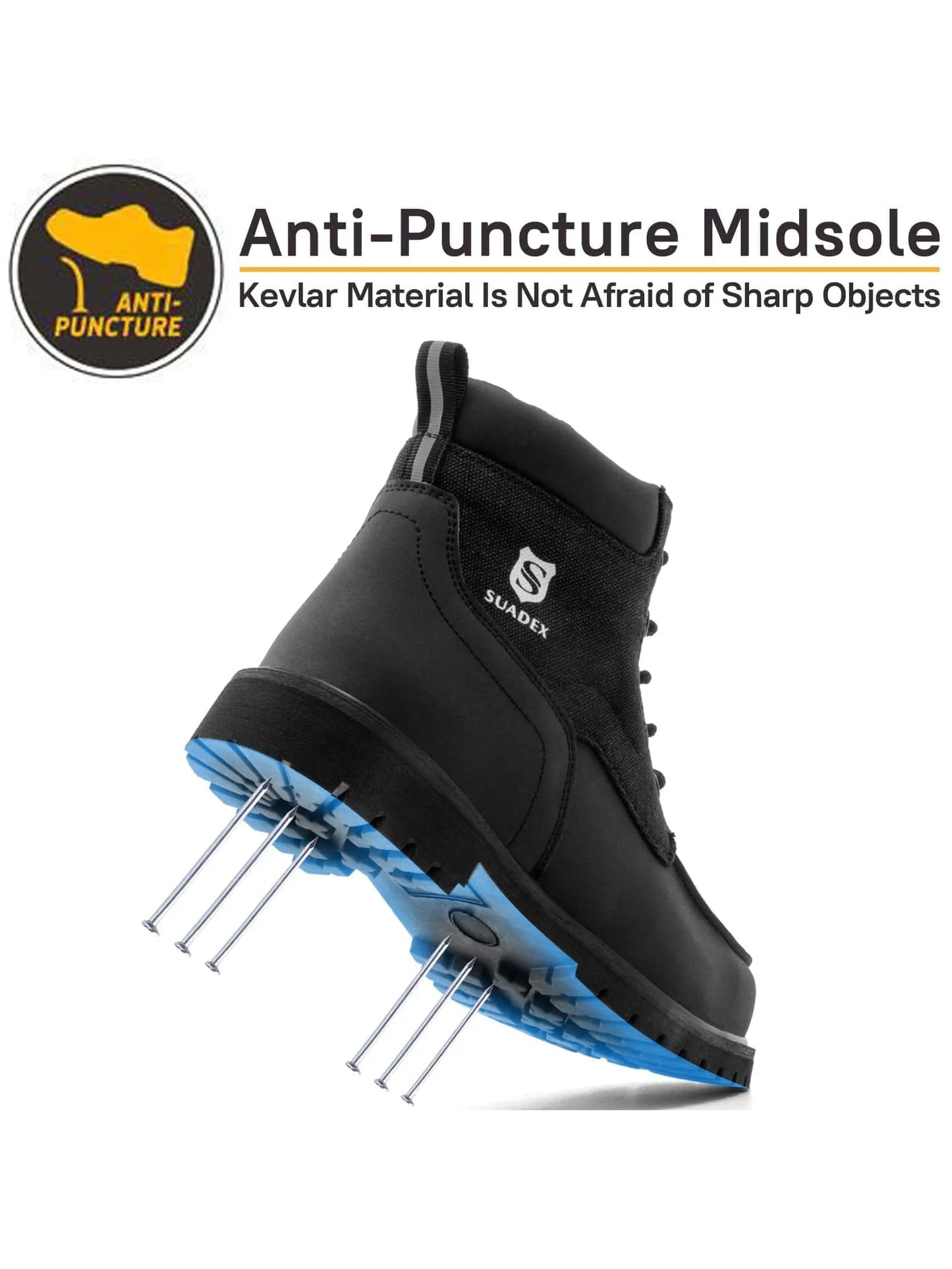 SUADEX Steel Toe Boots for Men and Women Waterproof Indestructible Work Safety Boots Outdoor Protection Construction Shoes