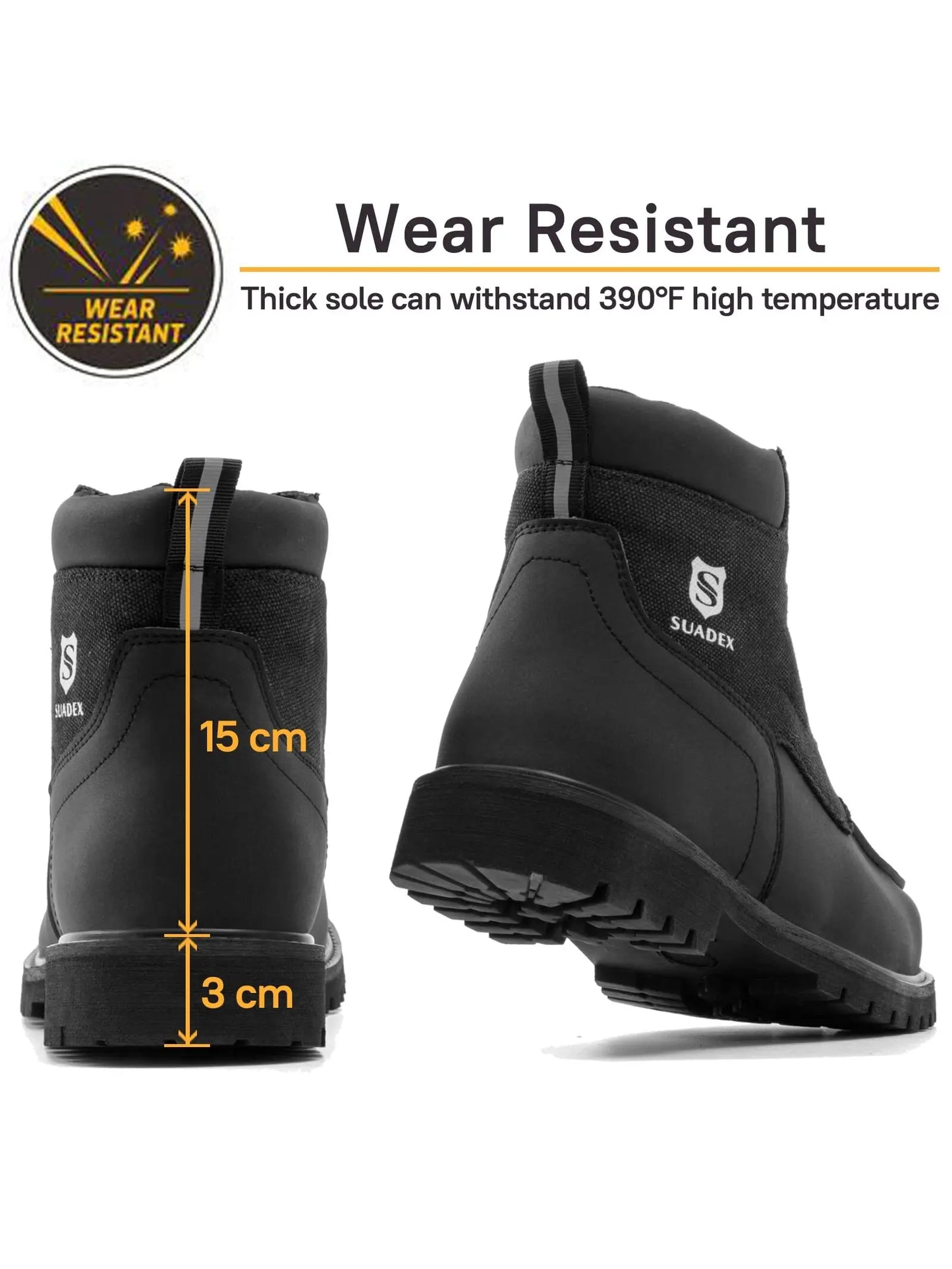 SUADEX Steel Toe Boots for Men and Women Waterproof Indestructible Work Safety Boots Outdoor Protection Construction Shoes