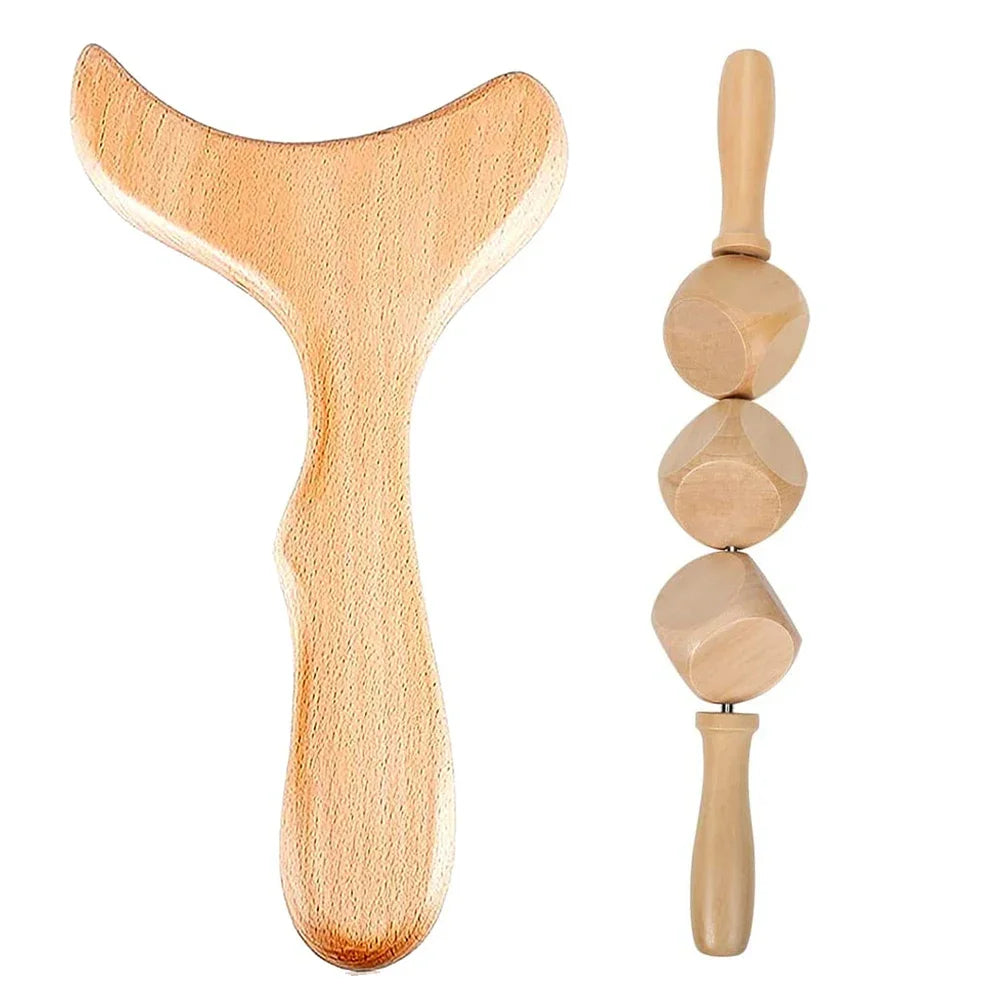 2/4/6/8PCS Wooden Therapy Massage Sets Pain Relief Maderoterapia CorporalAnti Cellulite Body Slimmling Gua Sha Back Massager