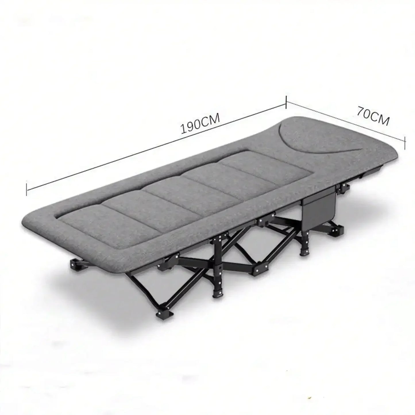 Premium Portable Thick Pad Sleeping Camping Cot Folding Heavy Duty Adult Travel Cot with Side Pockets for Hiking