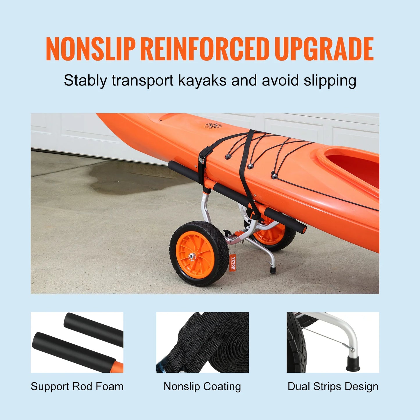 SucceBuy Kayak Cart 450lbs Detachable Canoe Trolley Cart with 12 Inch Tires Adjustable Width for Paddleboards Float Mats and Jon Boats