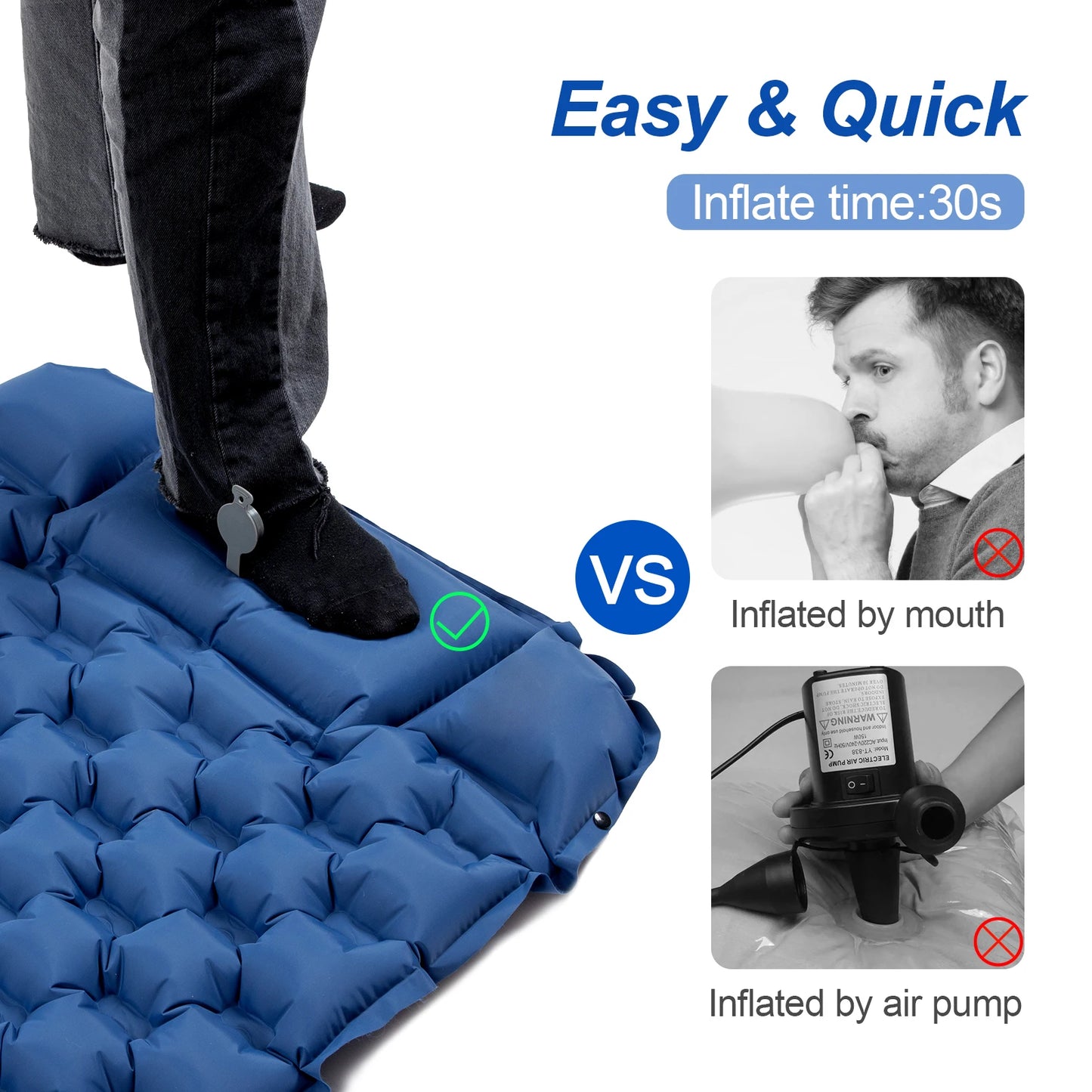 Waterproof Ultralight Air Mattress with Pillow Insulated Outdoor Inflatable Sleeping Pad Lightweight TPU