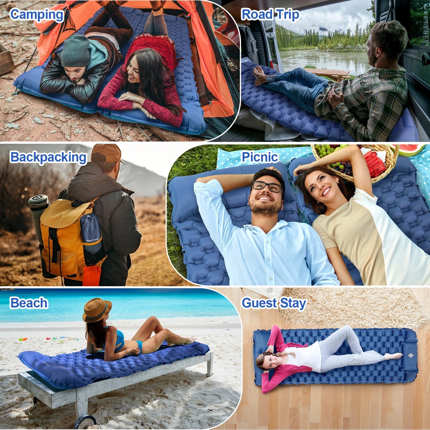 Waterproof Ultralight Air Mattress with Pillow Insulated Outdoor Inflatable Sleeping Pad Lightweight TPU
