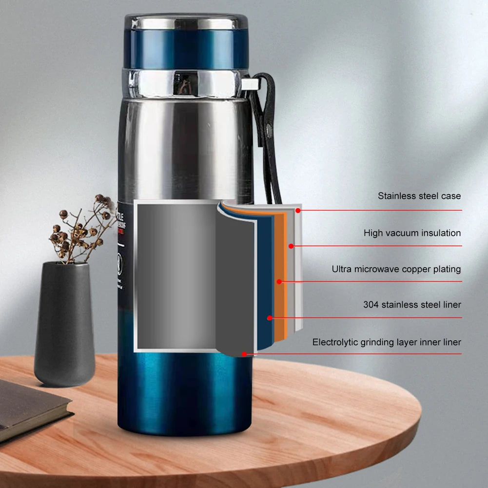 1000ml Thermal Water Bottle Large Capacity Vacuum Double Insulation Cup Stainless Steel Outdoor Vacuum Flask for Hot Cold Drinks