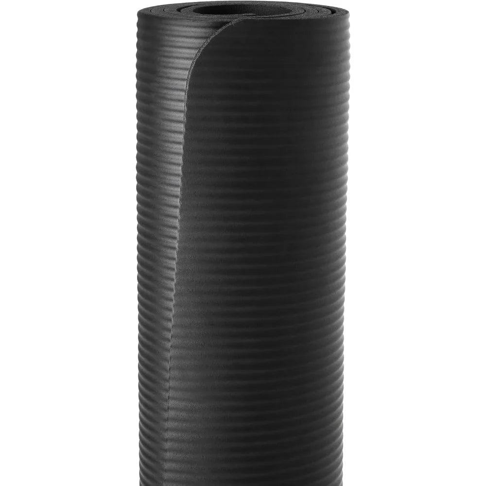 Basics 1/2 Inch Extra Thick Exercise Yoga Mat with Carrying Strap, Cushioned Support, for Fitness and Gym Workouts