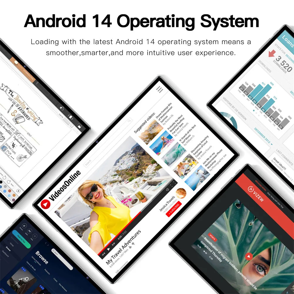 2025 New P60 Pro Tablets 10inch Global Version Tab Android14 22GB+2TB Tablet 20000mAh 5G Dual SIM WiFi Children's Kids Tablet PC