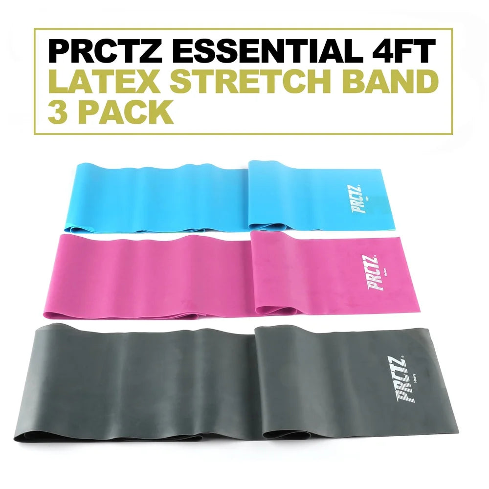 Essential Resistance Bands Set 3 Pack Flat Stretch Bands Fitness Training Equipment Home Gym Squats Lunges Full Body Workout