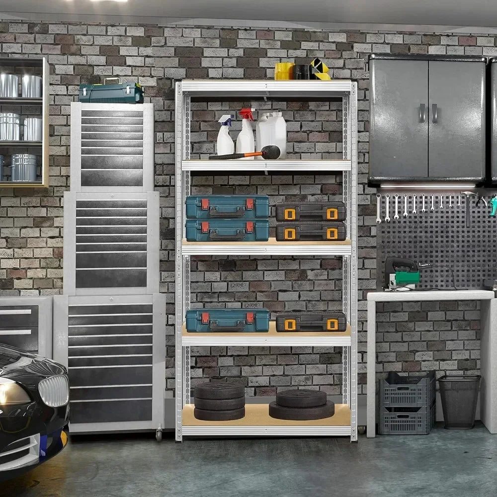 Metal Shelving Unit 5 Tier Storage Shelves Garage Shelving Heavy Duty Utility Rack for Warehouse Garage Pantry Kitchen