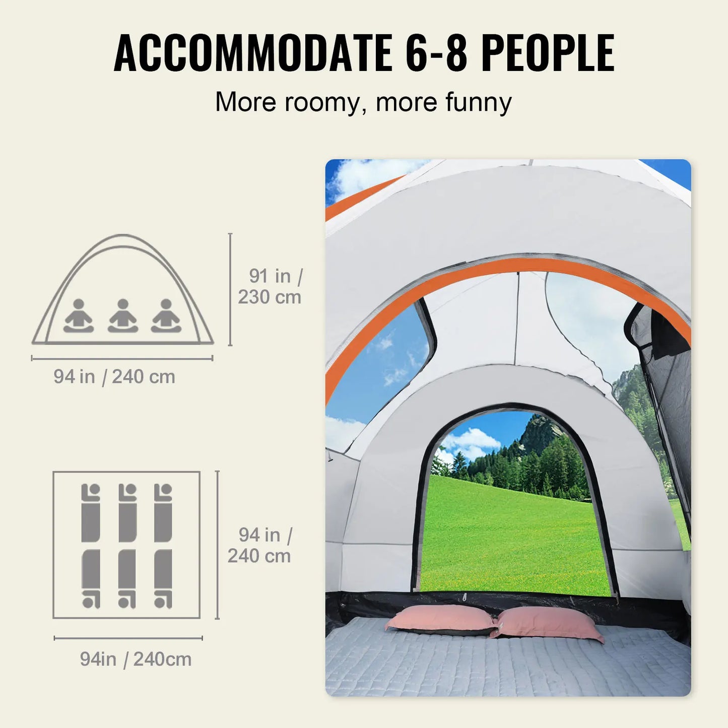 SucceBuy SUV Camping Tent 8 to 8 Foot SUV Tent Attachment with Rain Layer and Carry Bag PU2000mm Double Layer Truck Tent