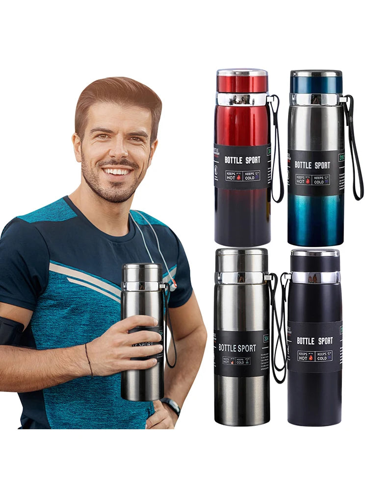 1000ml Thermal Water Bottle Large Capacity Vacuum Double Insulation Cup Stainless Steel Outdoor Vacuum Flask for Hot Cold Drinks