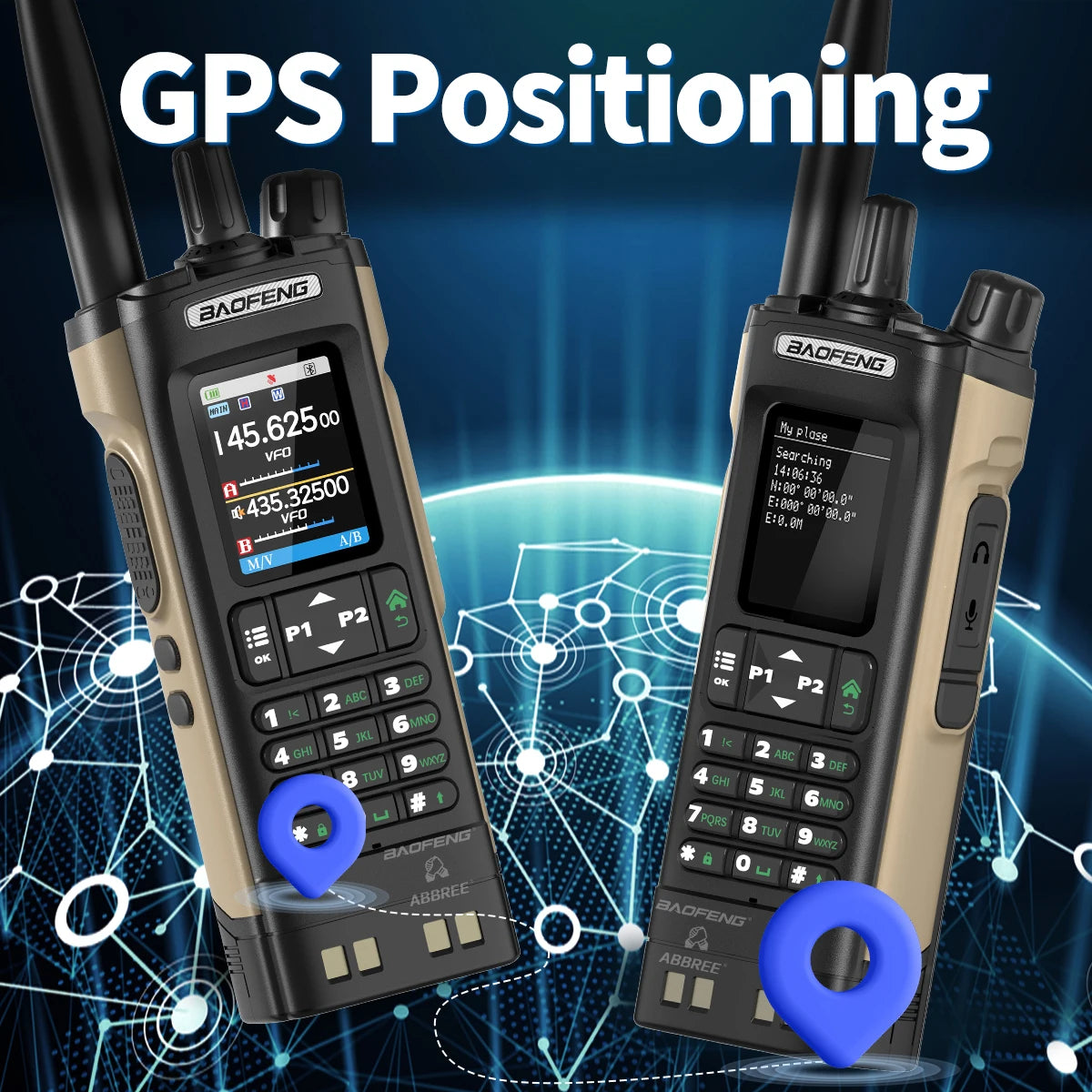Baofeng UV-32 Walkie Talkie Multi Band 10W GPS Bluetooth Programming Amateur AM Two Way Radio with 2.0 Inch Screen Type C Ham Radio