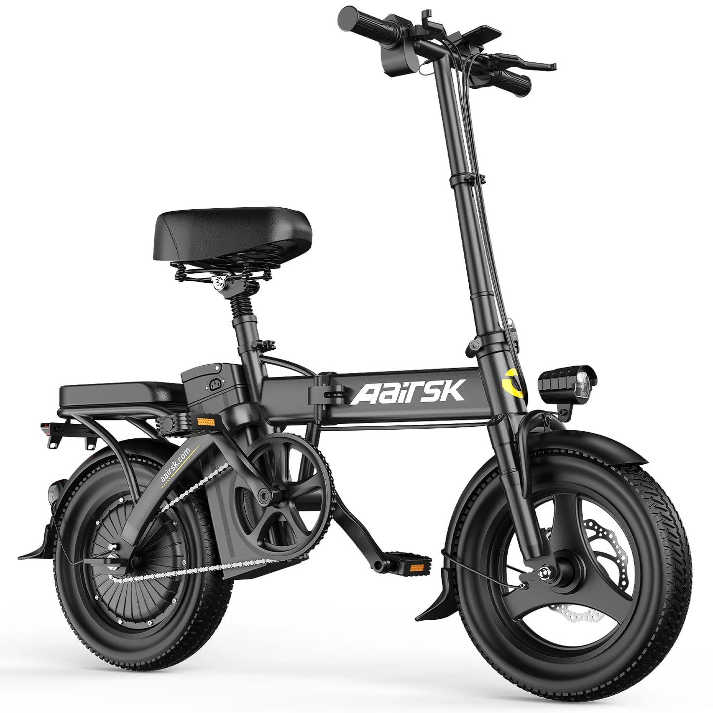 Aairsk F6Pro Electric Bicycle 500W Brushless Motor 48V 15AH Removable Battery 14"*2.15Tire Electric Bike With Bcak Seat Ebike