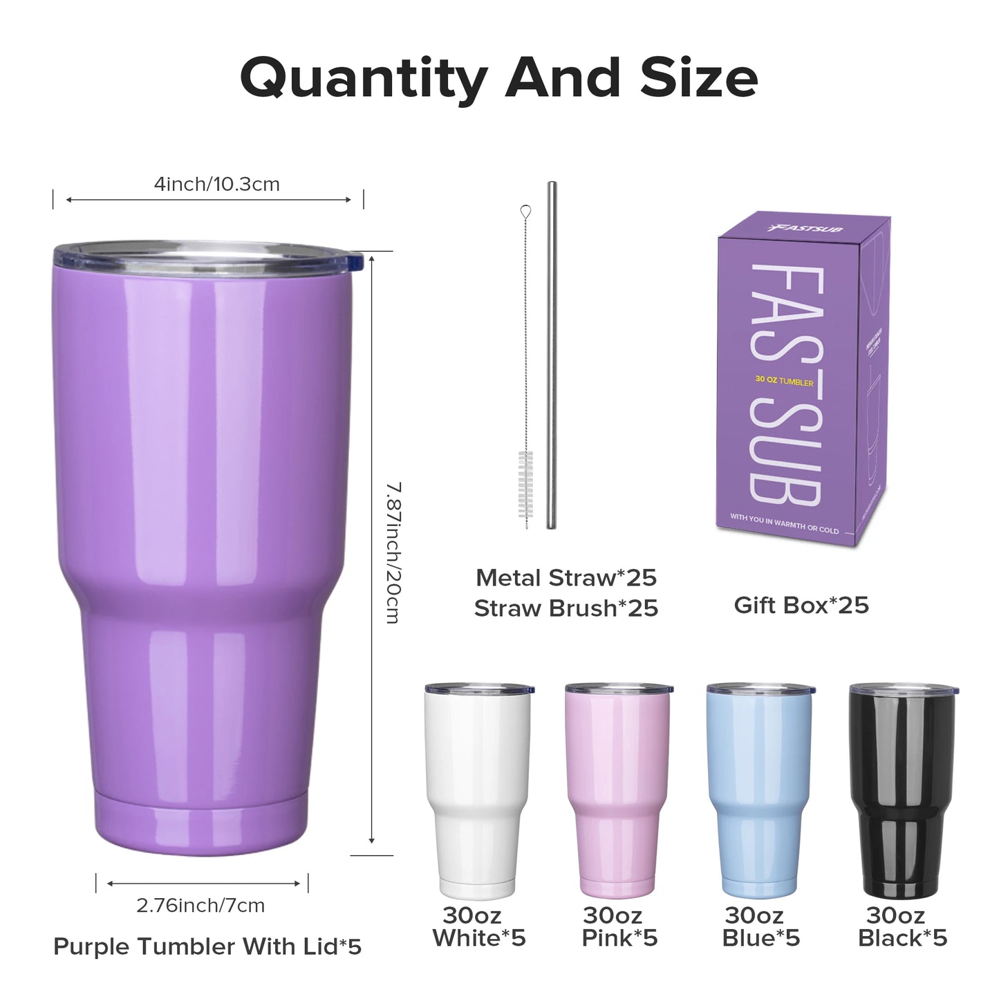 25 Pack 30OZ Powder Coated Curved Design Car Cups, Stainless Steel Water Bottle, Laser Engraved Drinkware Coffee Cup