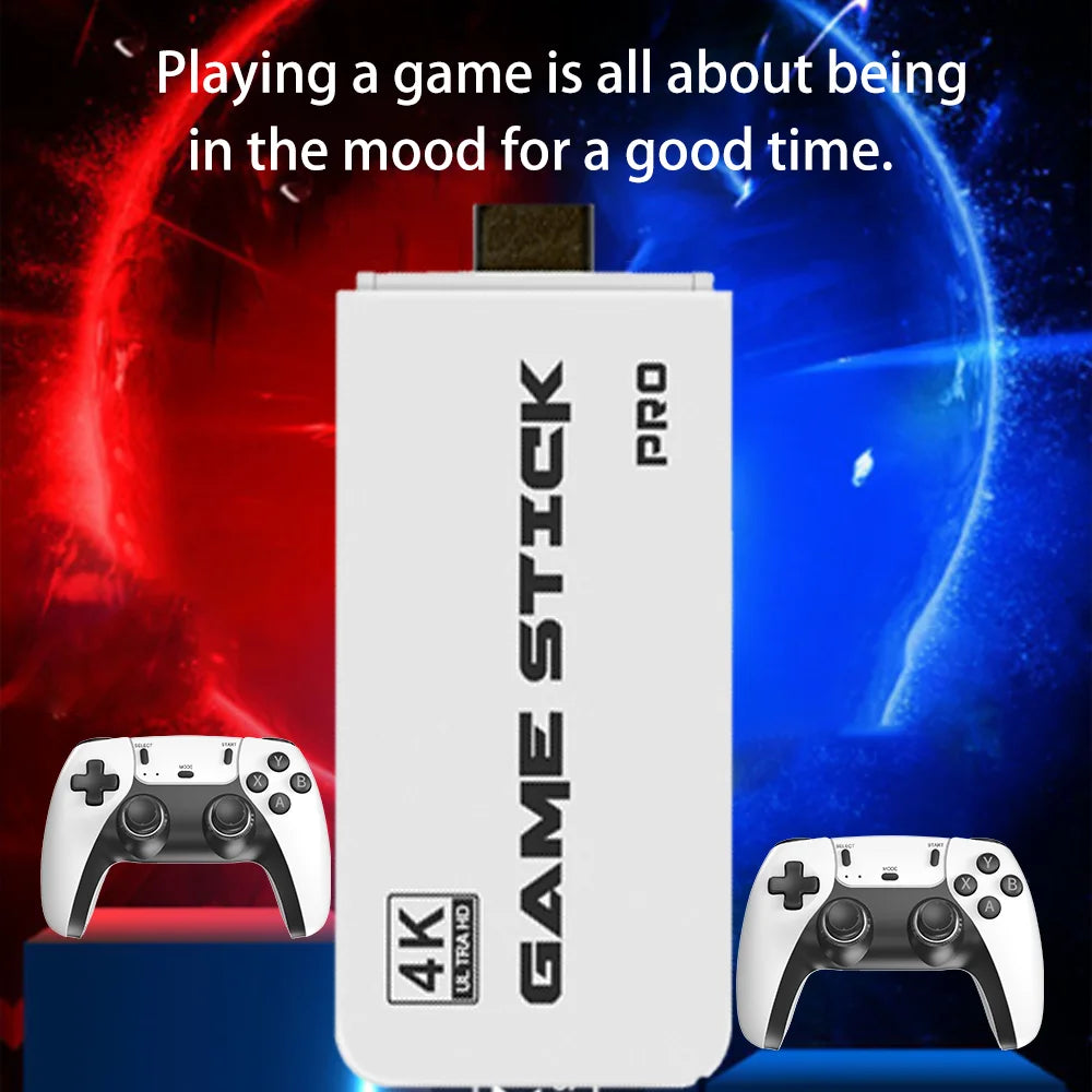 M8 4K Pro Game Stick Mini TV Handheld Game Console Wireless Gamepads Video Game 20000+ Retro HD Output Two-player for PS1 Etc
