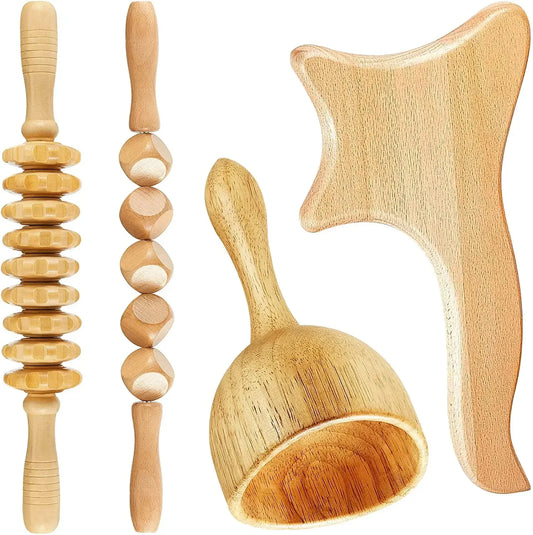 2/4/6/8PCS Wooden Therapy Massage Sets Pain Relief Maderoterapia CorporalAnti Cellulite Body Slimmling Gua Sha Back Massager