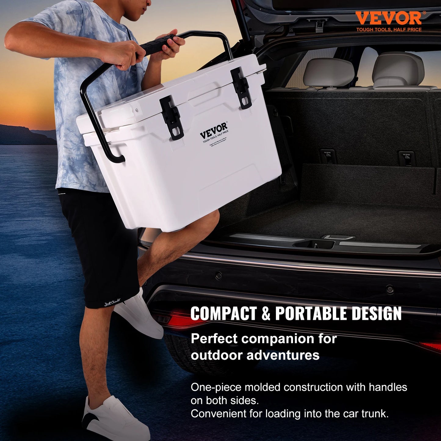 SucceBuy 25QT 33QT 45QT 52QT Hard Cooler Insulated Portable Large Capacity Ice Chest Cooling Box for Family Outdoor Camping Activities