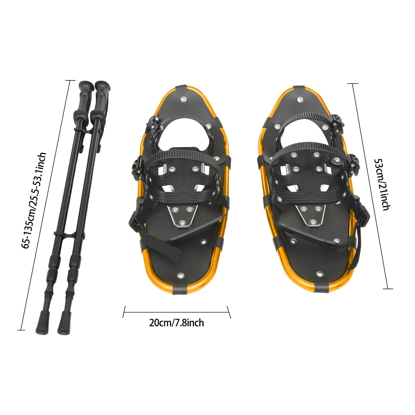 Snowshoes with Adjustable Trekking Poles Bundle, Carry Bag Lightweight Aluminum Walking Hiking Poles Durable All Terrain with a