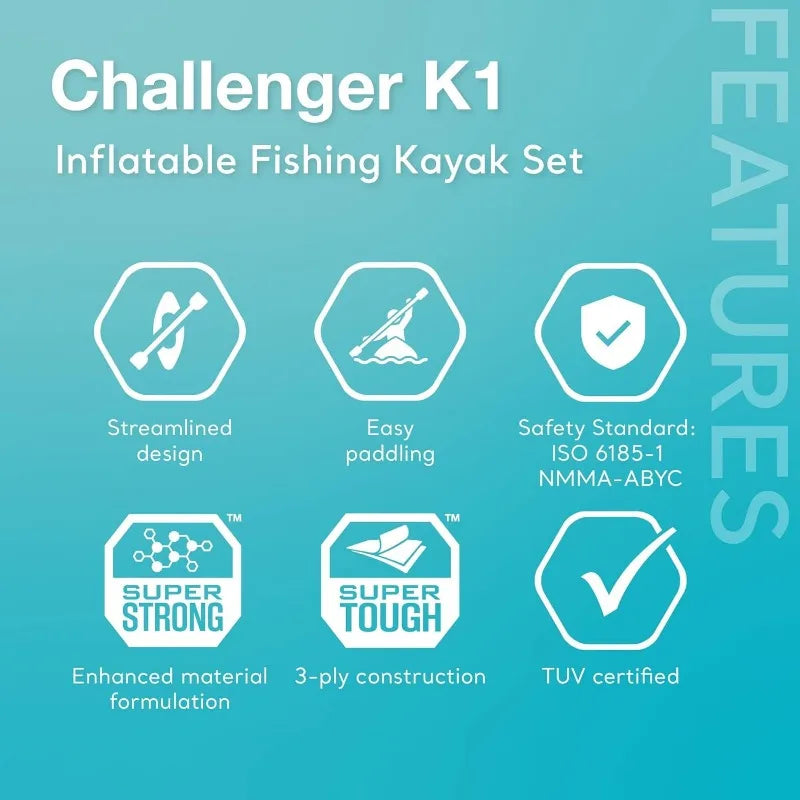 Intex Challenger Inflatable Kayak Series with Deluxe 86 Inch Paddles and High Output Pump Super Strong PVC