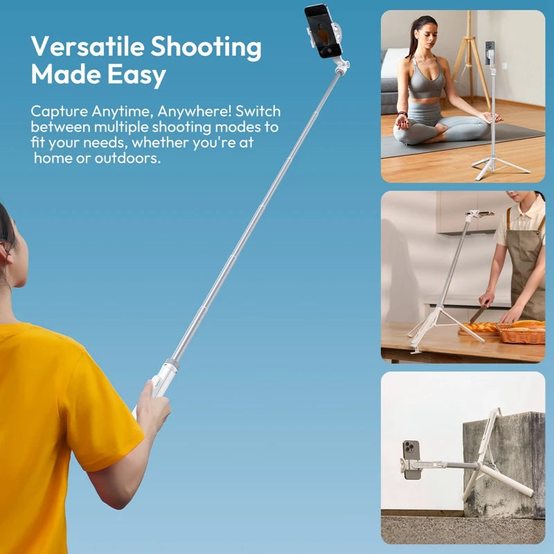 Ulanzi TT88 1.44M Overhead Selfie Stick Phone Tripod with Magnetic Clamp Wireless Remote Extension Tripod for LiveStreaming Vlog