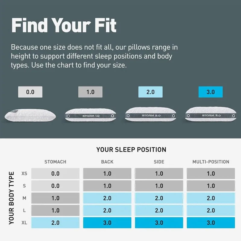 Bedgear Storm Performance Pillow – 2.0 - Cooling Bed Pillow for Hot Sleepers - Medium Firmness Pillow for All Sleep Positions, W