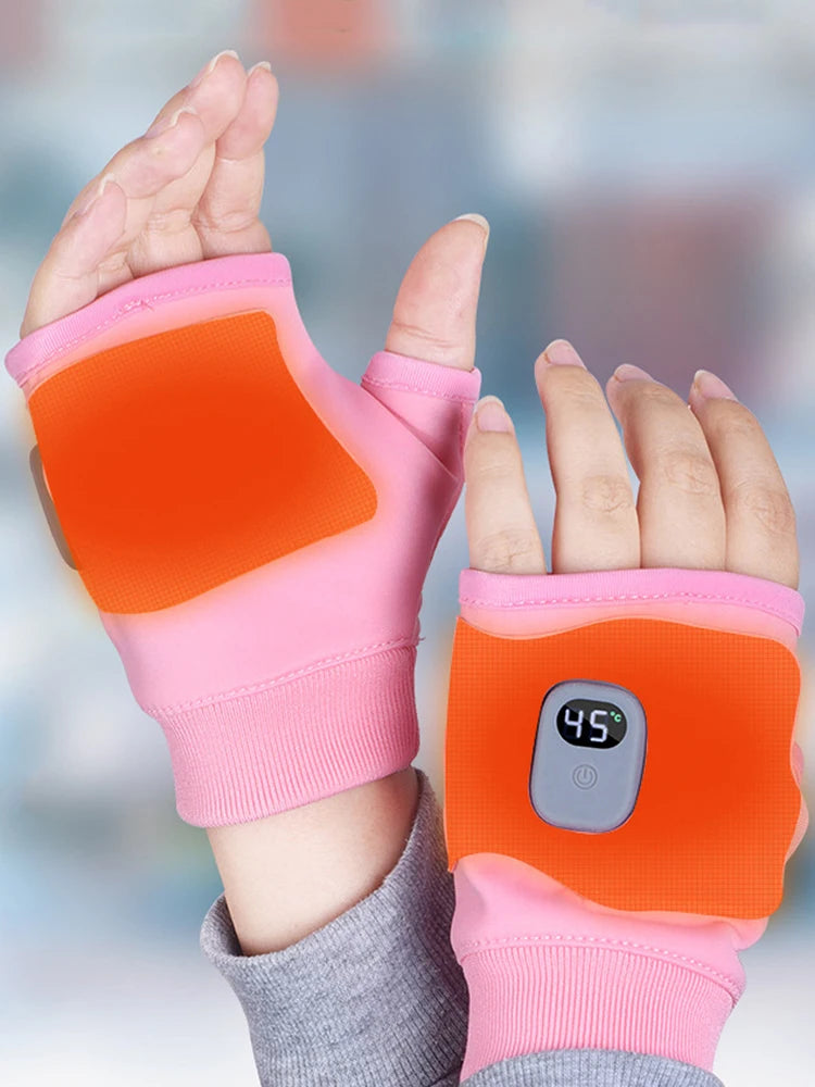 Touchscreen Heating Gloves Rechargeable Winter Warm USB Electric Heated Gloves Fingerless Hand Warmer Thermal for Skiing Gloves
