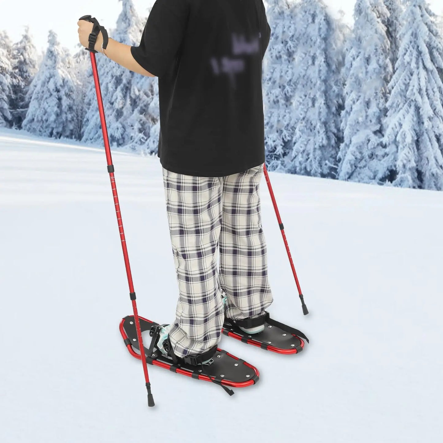 Snowshoes with Adjustable Trekking Poles Bundle, Carry Bag Lightweight Aluminum Walking Hiking Poles Durable All Terrain with a