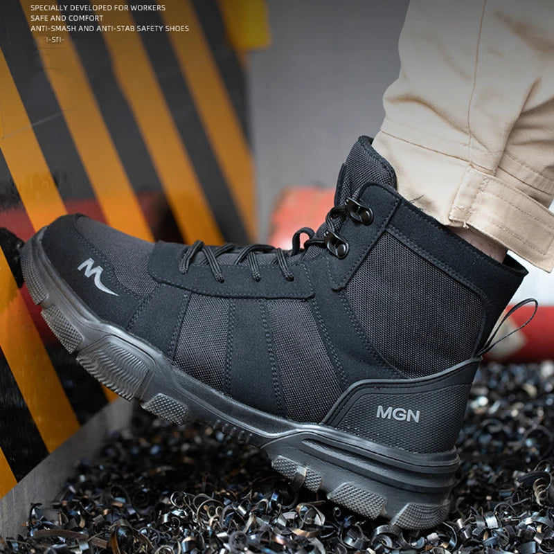 Light Breathable Safety Shoes for Men with Steel Toe Cap Anti Smash Work Shoes Indestructible and Anti Puncture Design