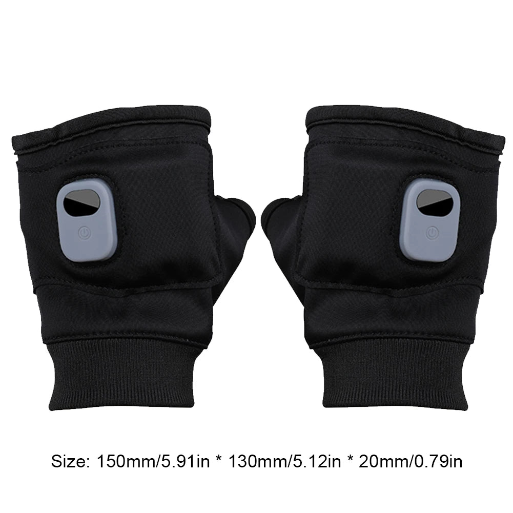 Touchscreen Heating Gloves Rechargeable Winter Warm USB Electric Heated Gloves Fingerless Hand Warmer Thermal for Skiing Gloves